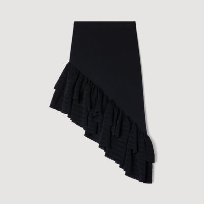 Chiara Asymmetrical Knit Skirt Black