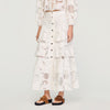 Lucienne Long Openwork Cotton Skirt Ecru