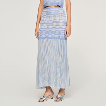 Davinna Long Decorative Knit Skirt Sky Blue