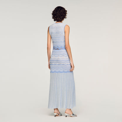 Davinna Long Decorative Knit Skirt Sky Blue