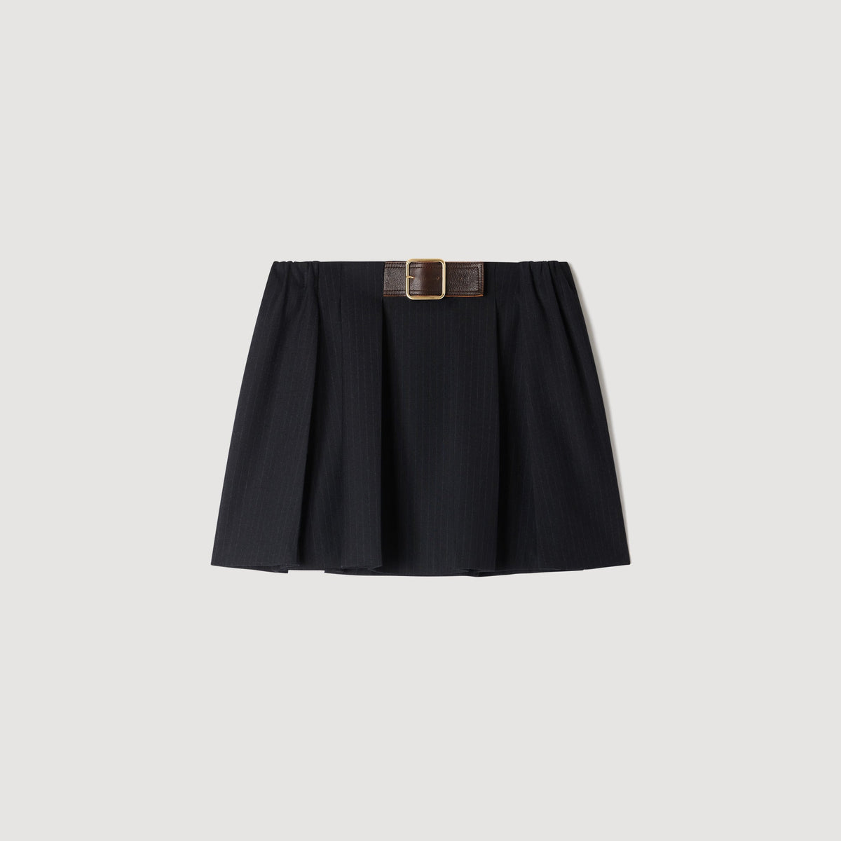 Donia Short Pleated Wool Skirt Navy Blue