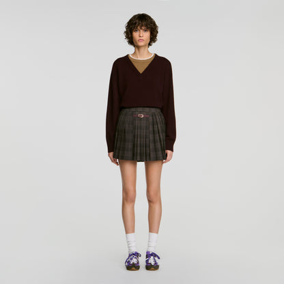 Kayla Checked pleated skirt Dark Grey