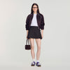 Cedriala Short pleated wool skirt Brown