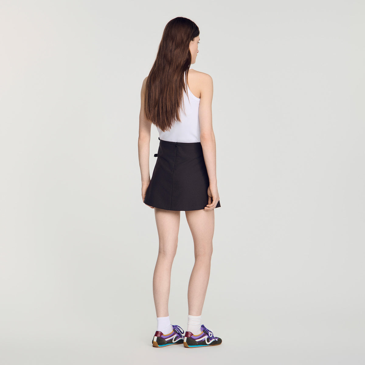 Cedriala Short pleated wool skirt Brown