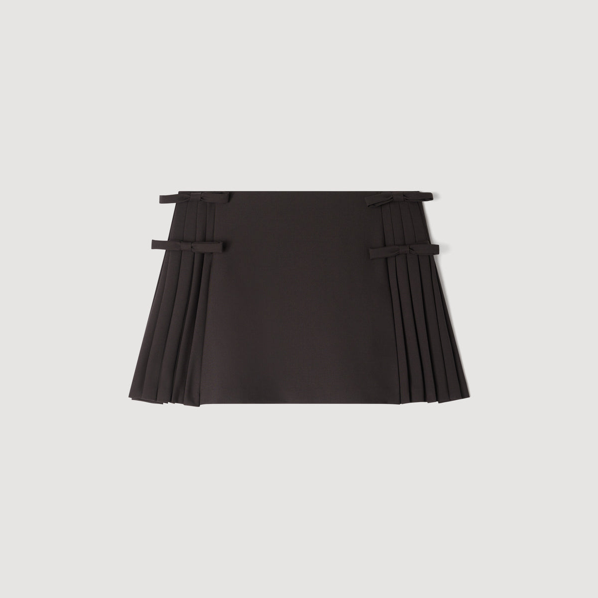 Cedriala Short pleated wool skirt Brown