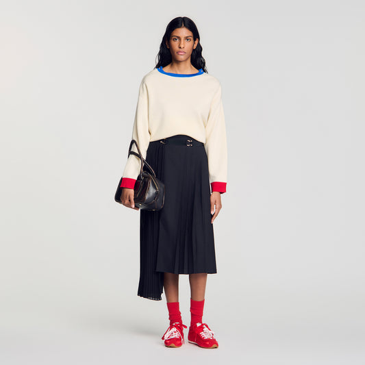 Cecilia Long asymmetrical pleated skirt Black