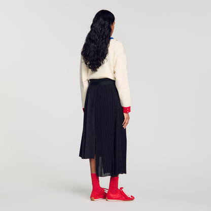 Cecilia Long asymmetrical pleated skirt Black