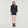 Olivandra Short striped ruffled skirt Black