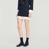 Olivandra Short striped ruffled skirt Black