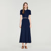 Hedda Pointelle knit maxi skirt Navy Blue