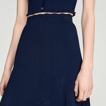 Hedda Pointelle knit maxi skirt Navy Blue