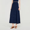 Hedda Pointelle knit maxi skirt Navy Blue