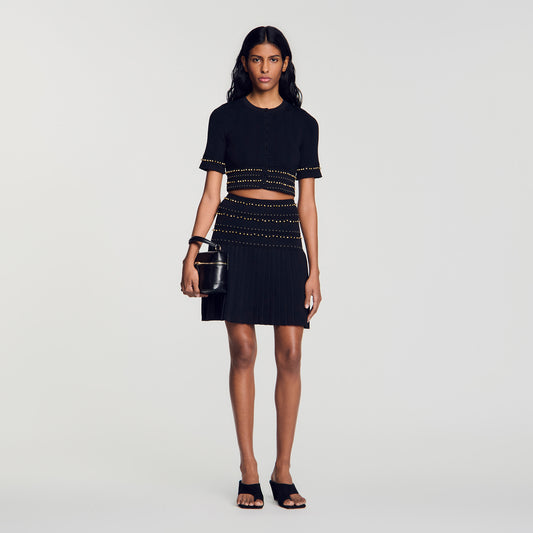Loria Short skirt with tassels Black