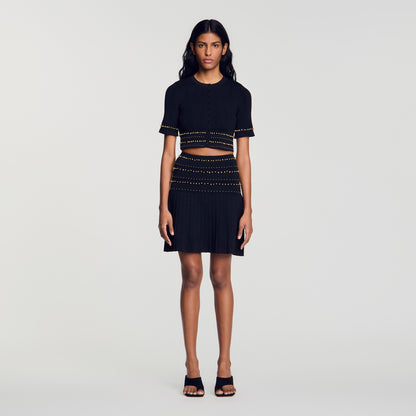 Loria Short skirt with tassels Black