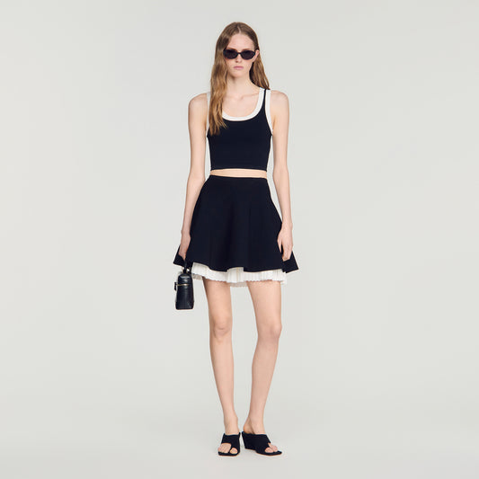 Maravilla Two-tone knit skirt Black