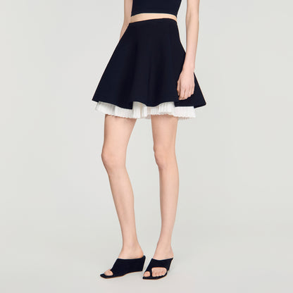 Maravilla Two-tone knit skirt Black