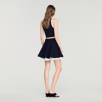 Maravilla Two-tone knit skirt Black
