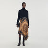 Portobello Asymmetrical scarf print skirt Black / Ocher