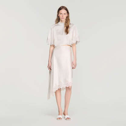 Plume  Knit Skirt Ecru