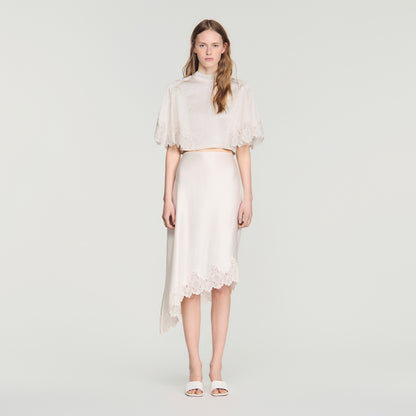 Plume  Knit Skirt Ecru