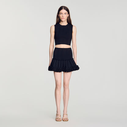 Noella Short ribbed knit skirt Black