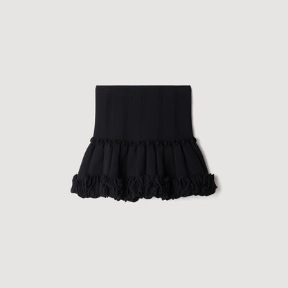 Noella Short ribbed knit skirt Black
