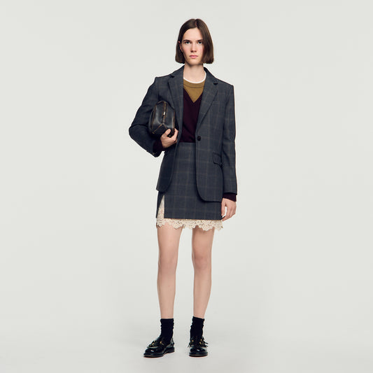 Poesa Short skirt with lace panel Grey