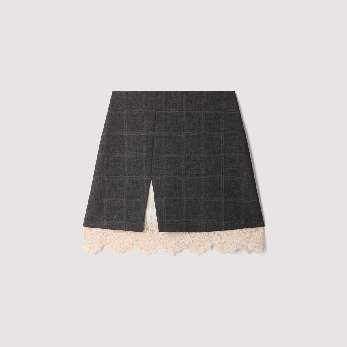 Poesa Short skirt with lace panel Grey