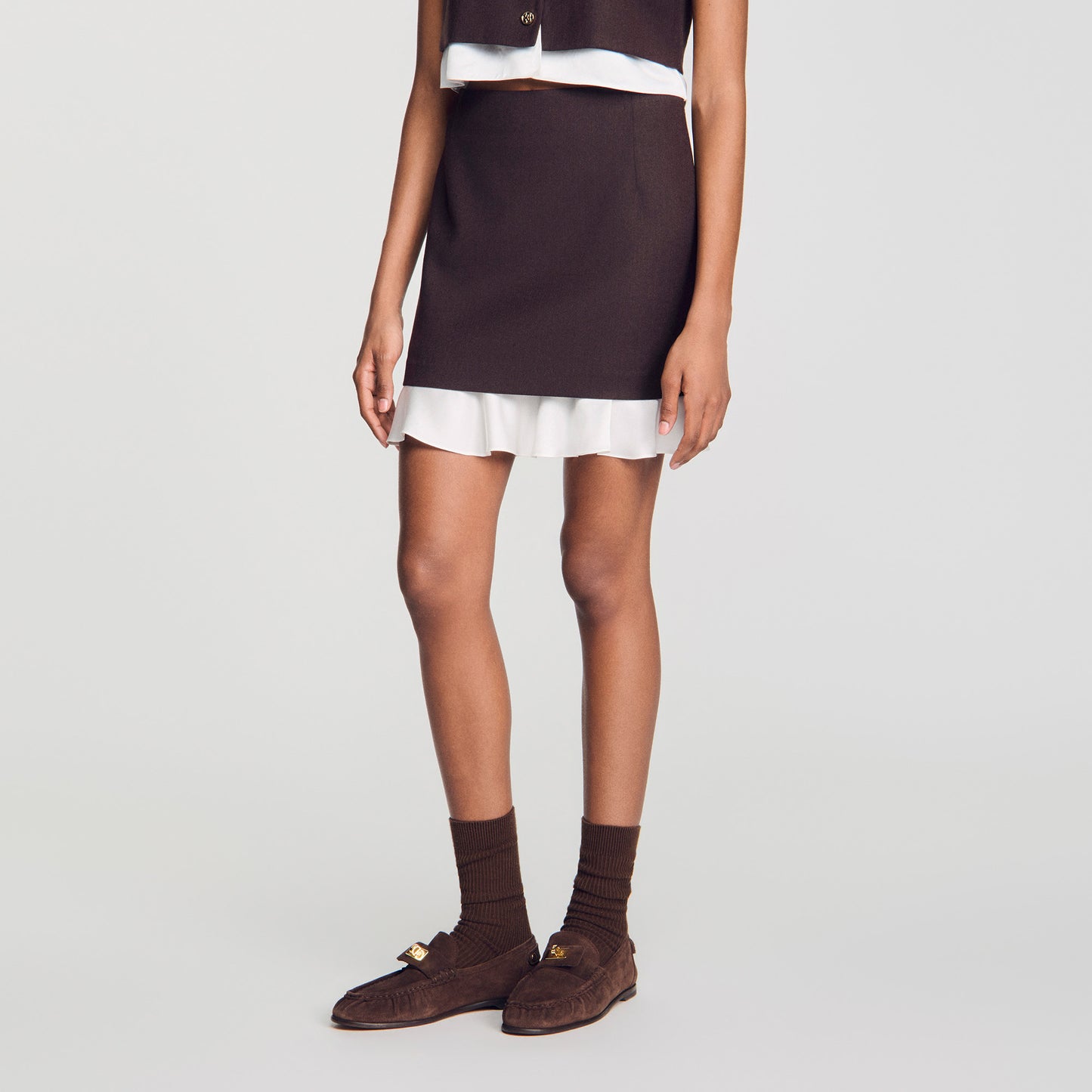 Allison Short 2-in-1 wool skirt Light Brown