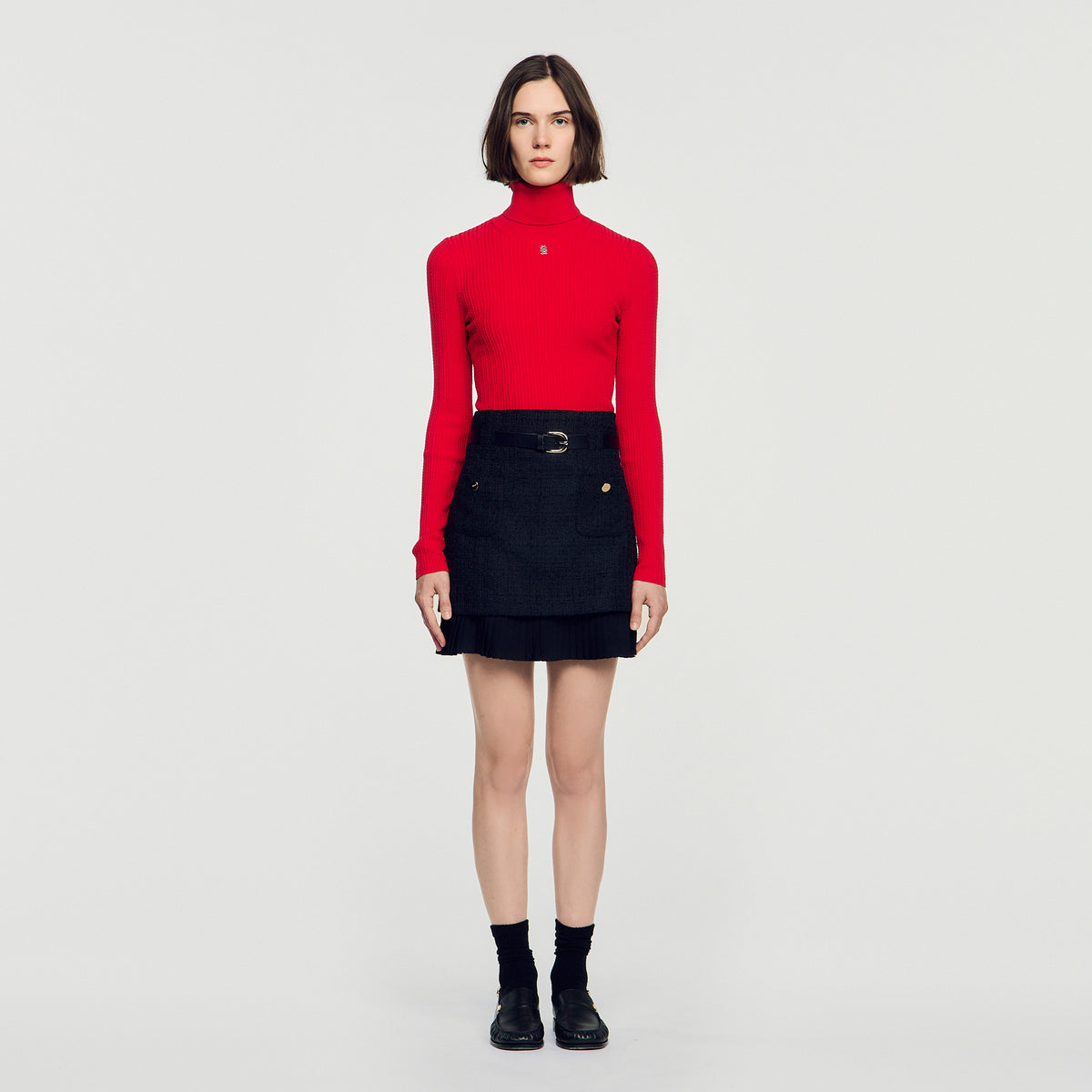 Edma 2-in-1 tweed skirt Black