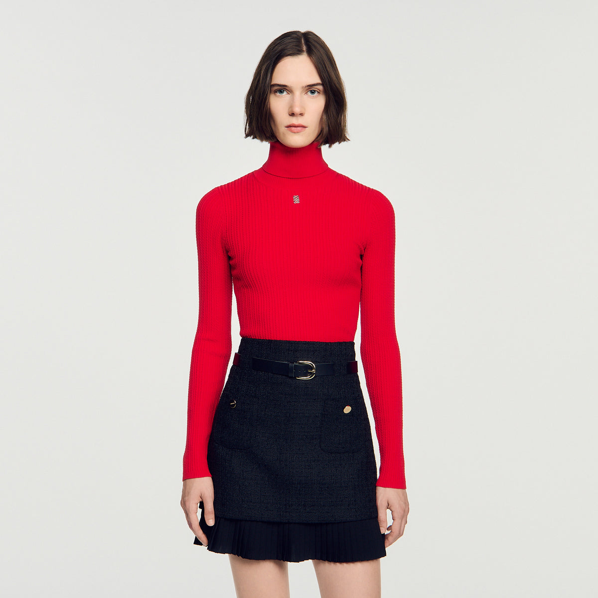 Edma 2-in-1 tweed skirt Black