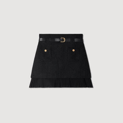 Edma 2-in-1 tweed skirt Black