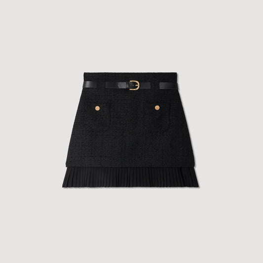 Edma 2-in-1 tweed skirt Black