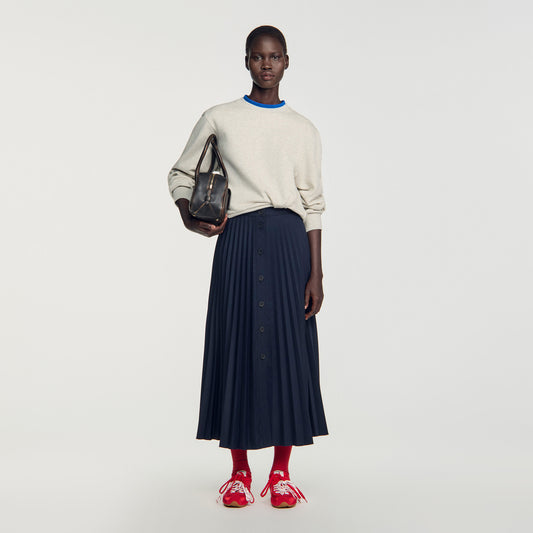 Reine Long pleated skirt Navy Blue
