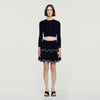Perle Velvet Skater Skirt With Pearls Black