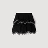 Perle Velvet Skater Skirt With Pearls Black