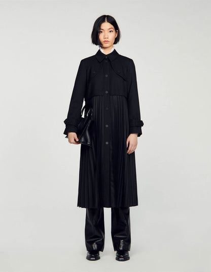 Pleated Trench Coat Black