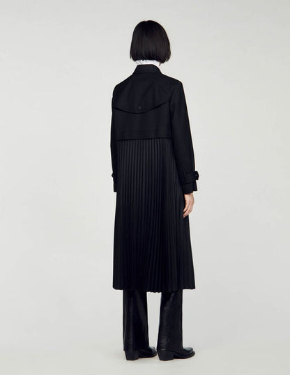 Pleated Trench Coat Black