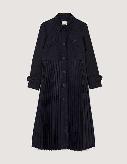 Pleated Trench Coat Black
