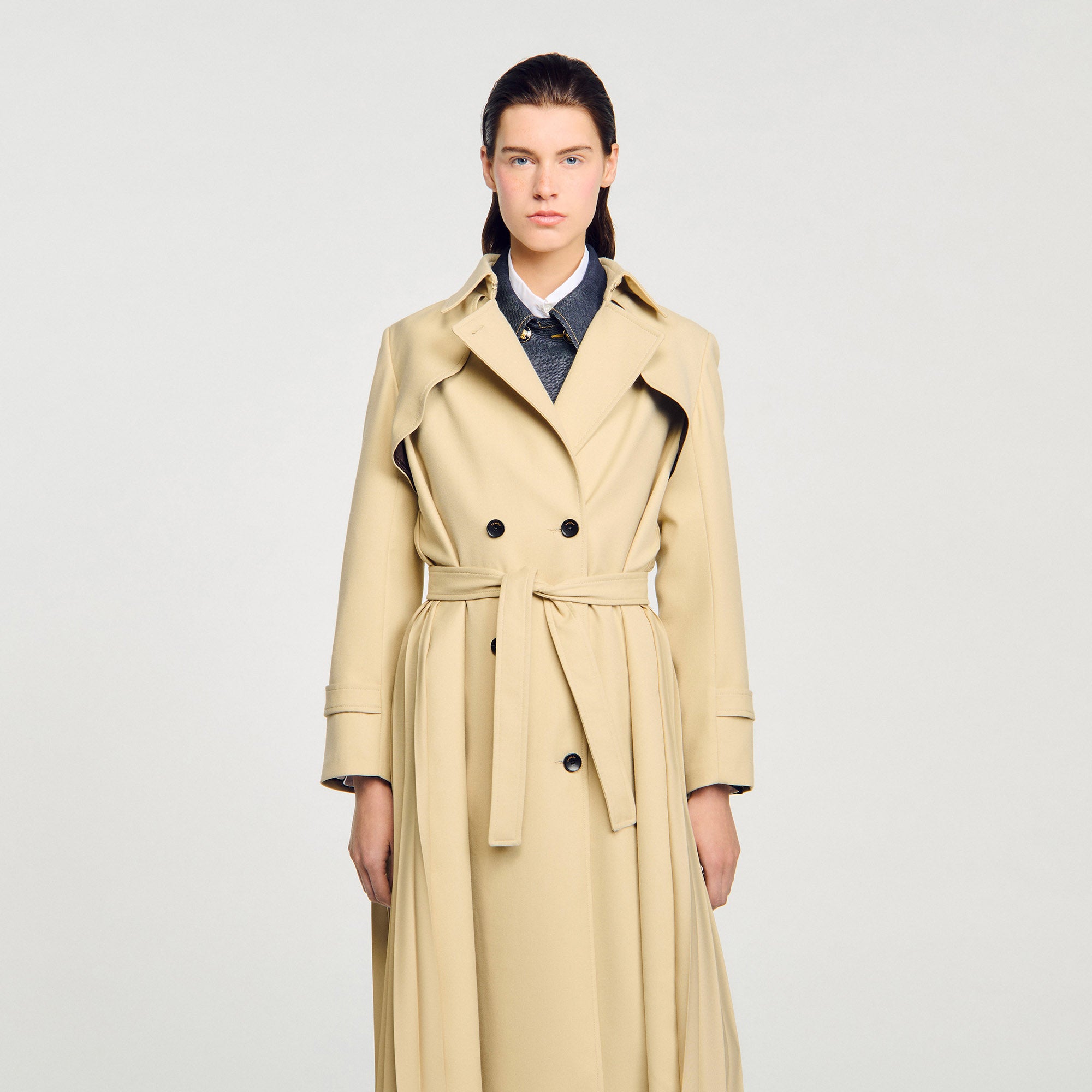Simon Belted double-breasted trench Beige