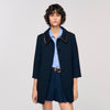 Mazaria Coat With Leather Stripes Navy Blue