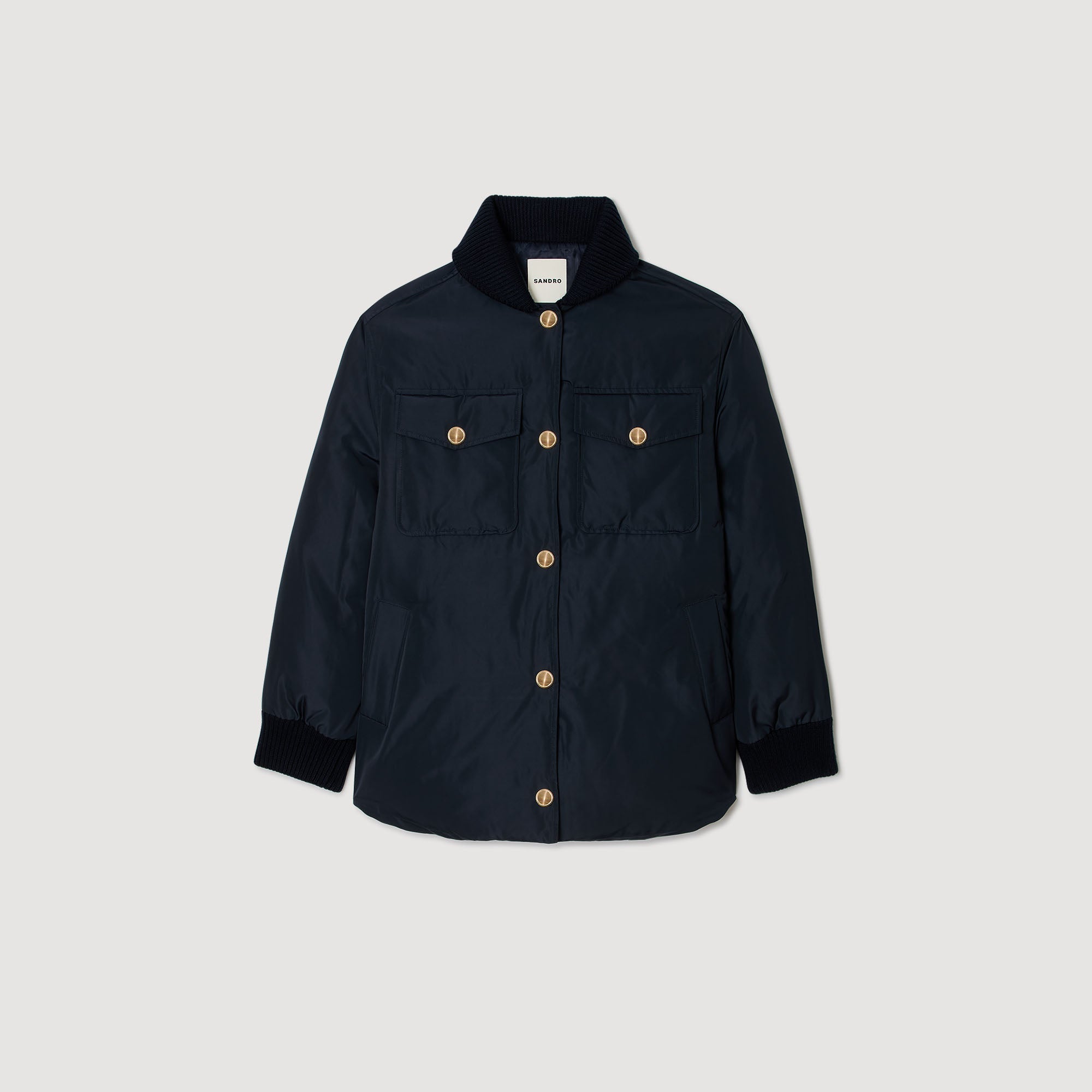 Helios Puffer Jacket With Teddy Collar Navy Blue - Main Image