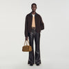 Nilo Double-faced leather collar jacket Black Brown