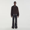 Nilo Double-faced leather collar jacket Black Brown