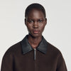 Nilo Double-faced leather collar jacket Black Brown