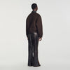 Nilo Double-faced leather collar jacket Black Brown
