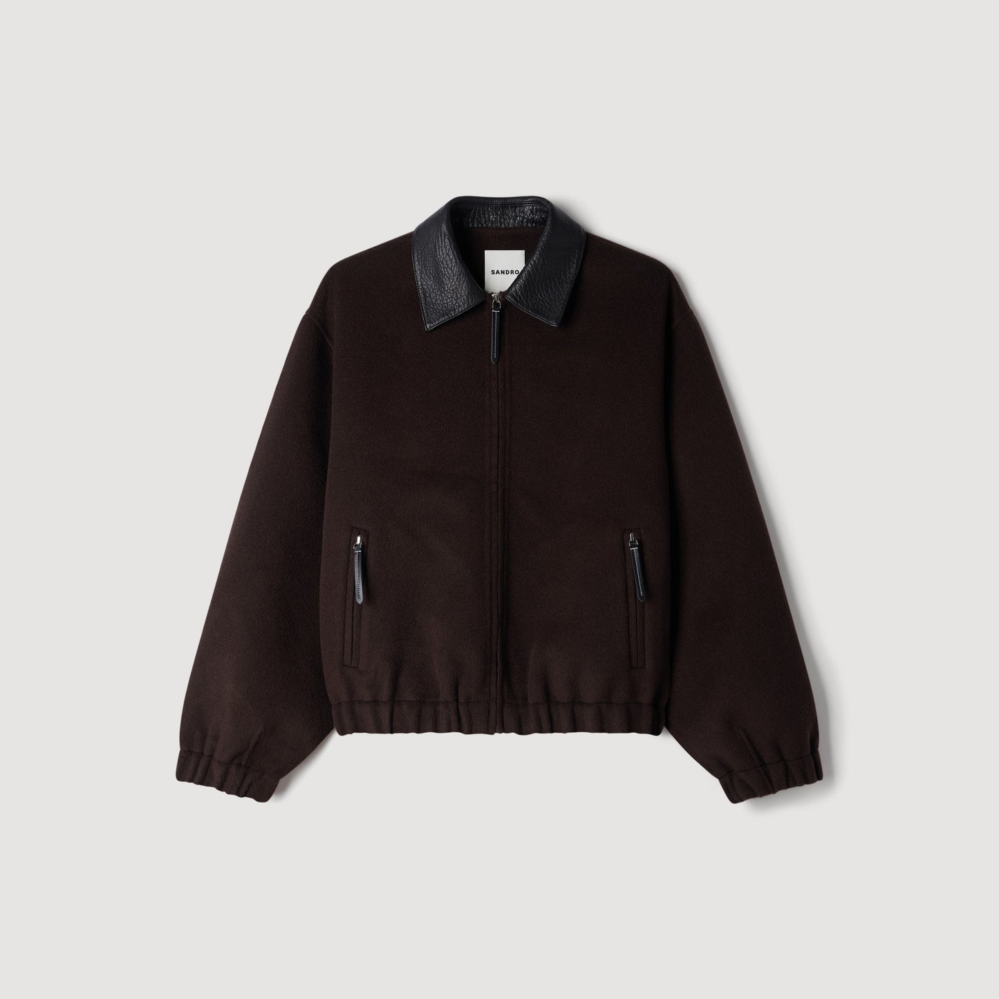 Nilo Double-faced leather collar jacket Black Brown