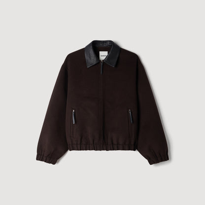 Nilo Double-faced leather collar jacket Black Brown