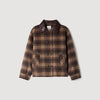 Mystic Check coat with leather collar Brown