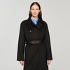Emilien Long Wool And Leather Coat Brown